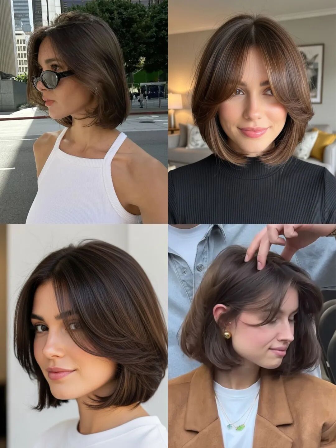 Curved face-framing layers and a soft fringe doing the shaping work