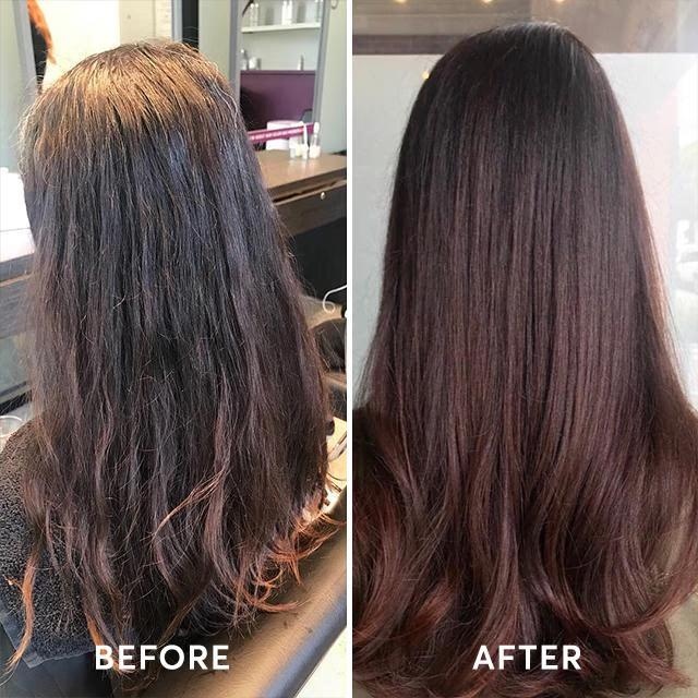 Same shade, restored finish. A gloss brings back the reflectivity lost to washing, heat styling, and hard water.