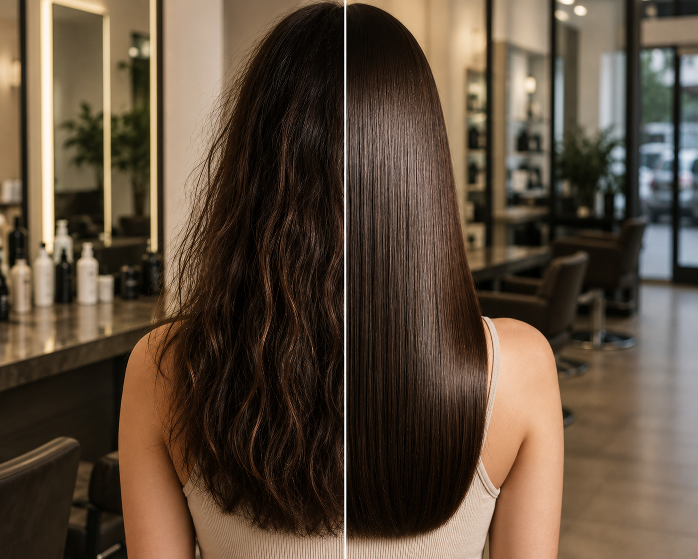 A professionally performed straight perm can take hair from wavy and frizz-prone to smooth and sleek, the results depend on the hair's starting condition.