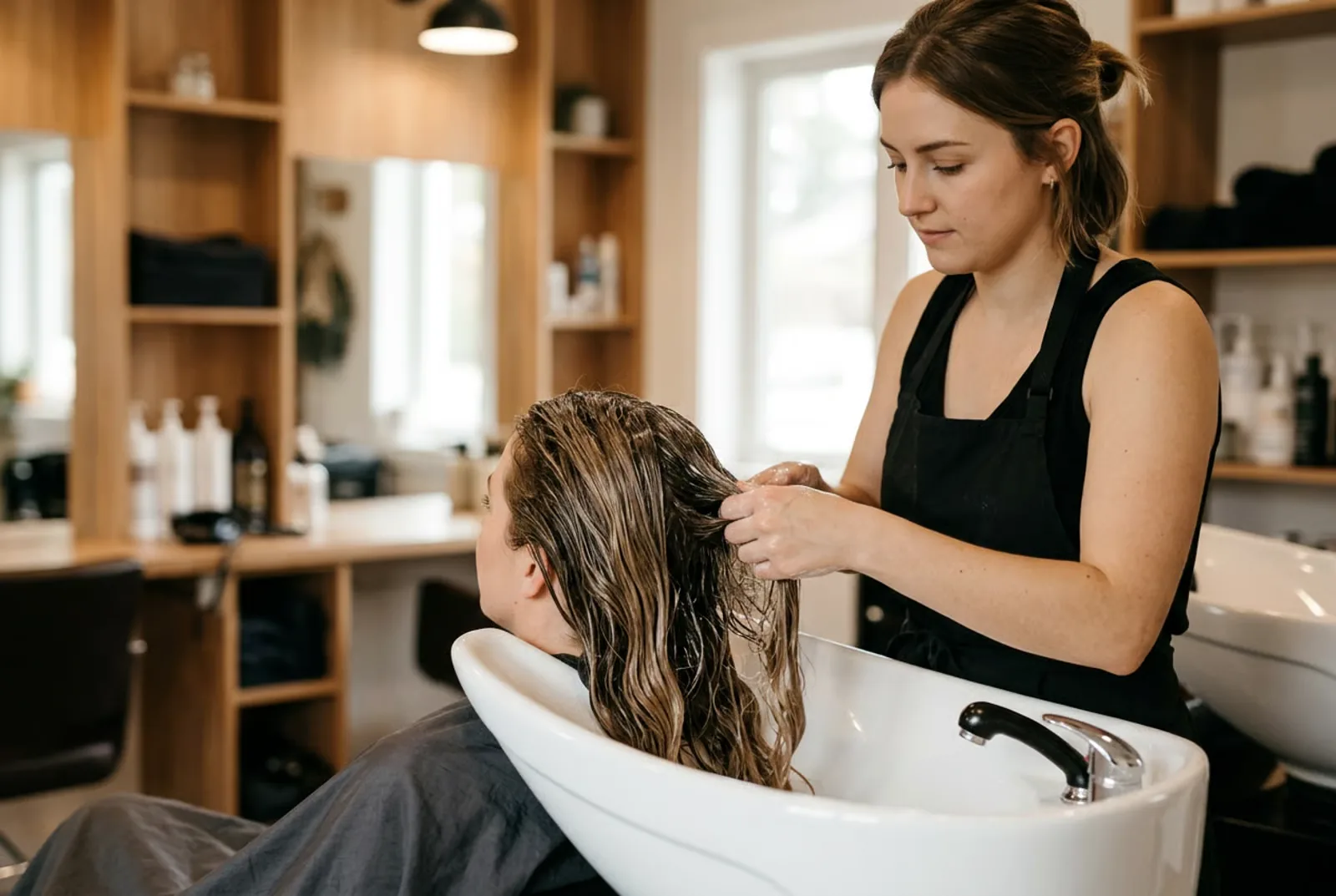 A clarifying treatment followed by a deep conditioning mask can reset a surprising amount of summer damage without losing length.